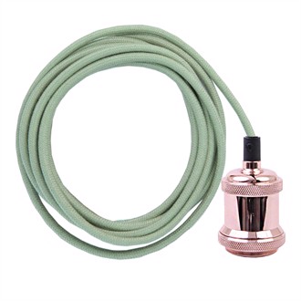 Dusty Apple green cable 3 m. w/copper lamp holder E27