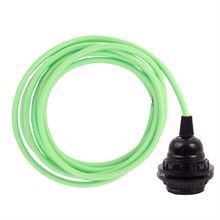 Spring green cable 3 m. w/bakelite lamp holder w/2 rings E27