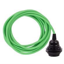 Lime green cable 3 m. w/bakelite lamp holder w/2 rings E27