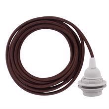 Brown cable 3 m. w/plastic lamp holder w/2 rings E27