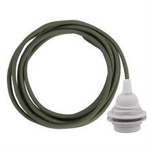 Dusty Army green cable 3 m. w/plastic lamp holder w/2 rings E27