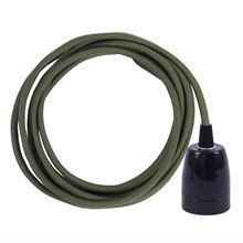 Dusty Army green cable 3 m. w/black porcelain