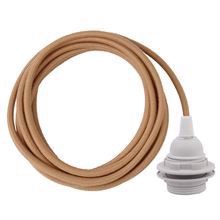 Dusty Latte cable 3 m. w/plastic lamp holder w/2 rings E27