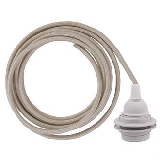 Khaki cable 3 m. w/plastic lamp holder w/2 rings E27