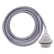 Pale grey cable 3 m. w/plastic lamp holder w/2 rings E27