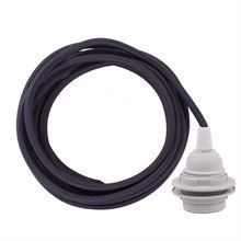 Dark grey cable 3 m. w/plastic lamp holder w/2 rings E27