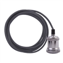 Dusty Dark grey cable 3 m. w/chrome lamp holder E27