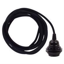 Black cable 3 m. w/bakelite lamp holder w/2 rings E27