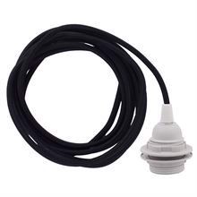 Black cable 3 m. w/plastic lamp holder w/2 rings E27