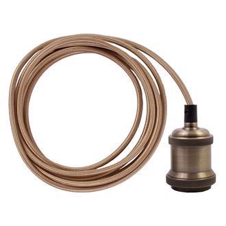 Gold cable 3 m. w/dark brass lamp holder E27
