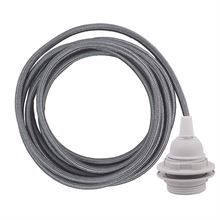 Dark silver cable 3 m. w/plastic lamp holder w/2 rings E27