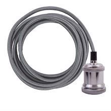 Dark silver cable 3 m. w/chrome lamp holder E27