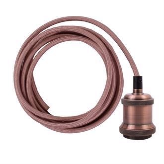 Copper cable 3 m. w/dark copper lamp holder E27