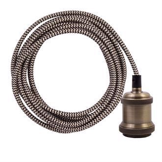 Gold Snake cable 3 m. w/dark brass lamp holder E27