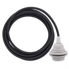 Grey Snake cable 3 m. w/plastic lamp holder w/2 rings E27