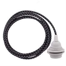 Grey Pepita cable 3 m. w/plastic lamp holder w/2 rings E27