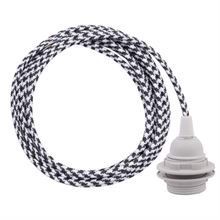 White Pepita cable 3 m. w/plastic lamp holder w/2 rings E27