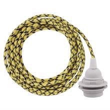 Yellow Cheque cable 3 m. w/plastic lamp holder w/2 rings E27