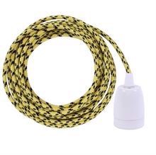 Yellow Cheque cable 3 m. w/white porcelain