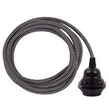 Silver Snake cable 3 m. w/bakelite lamp holder w/2 rings E27