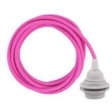 Dusty Hot pink cable 3 m. w/plastic lamp holder w/2 rings E27