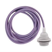 Dusty Lilac cable 3 m. w/plastic lamp holder w/2 rings E27