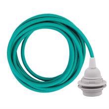 Dusty Turquoise cable 3 m. w/plastic lamp holder w/2 rings E27