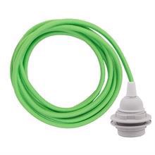 Dusty Lime green cable 3 m. w/plastic lamp holder w/2 rings E27