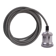 Dusty Black Snake cable 3 m. w/chrome lamp holder E27