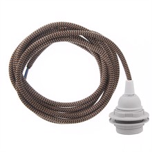 Dusty Latte Snake cable 3 m. w/plastic lamp holder w/2 rings E27