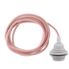 Dusty Peach Snake cable 3 m. w/plastic lamp holder w/2 rings E27