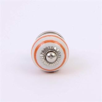White knob w/orange stripes - 10 pcs.
