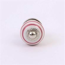 White knob w/pink stripes - 10 pcs.
