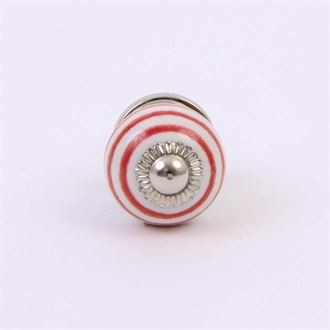 White knob w/red stripes - 10 pcs.