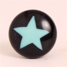 Black knob w/turquoise star